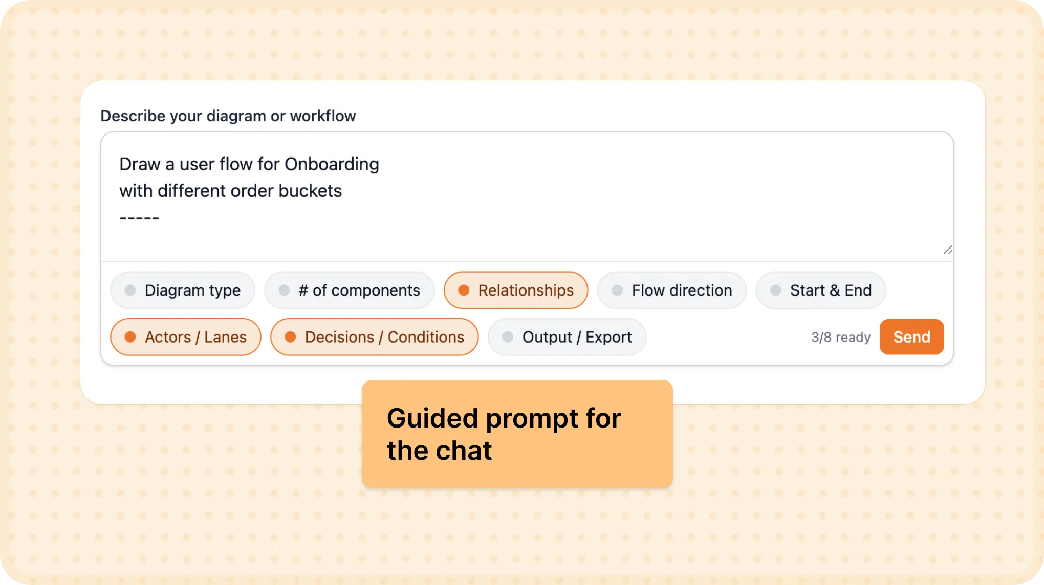 Guided onboarding cards for diagram types