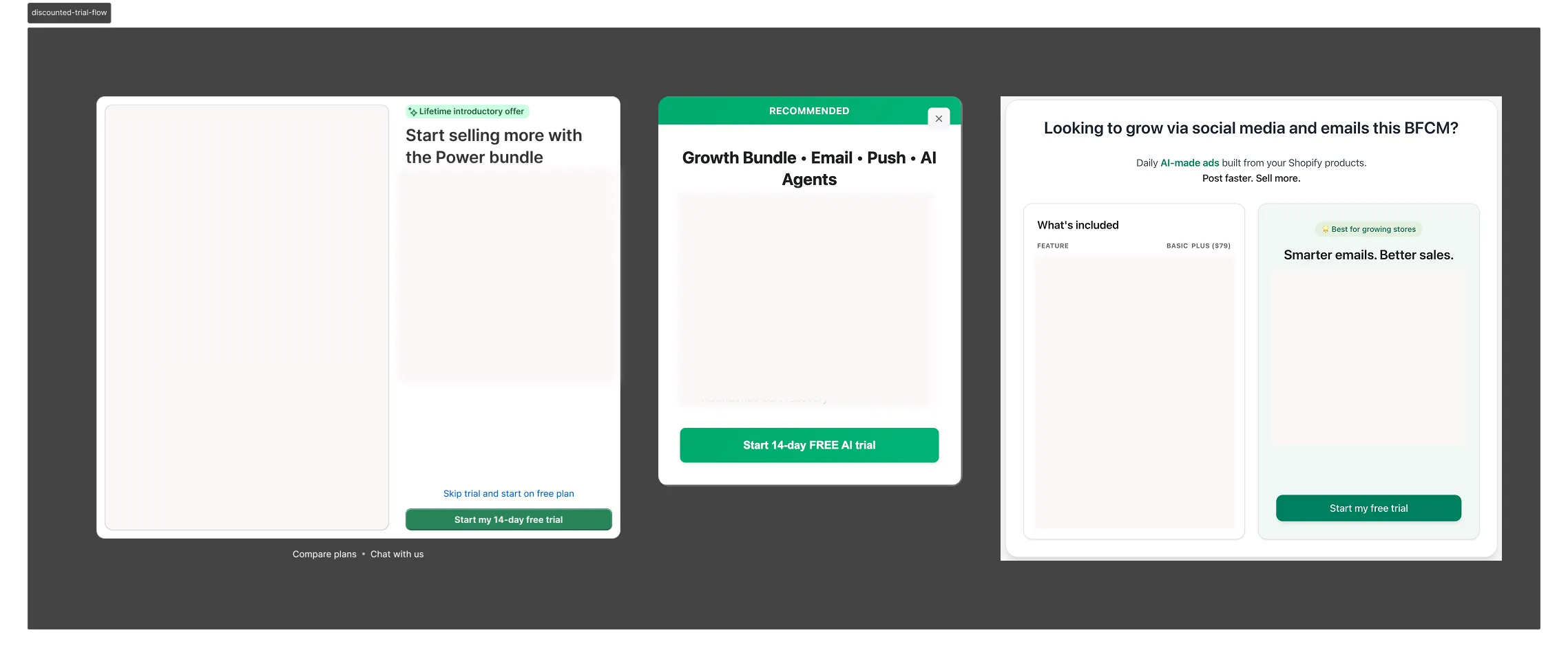 Discounted trial flow for small-order merchants