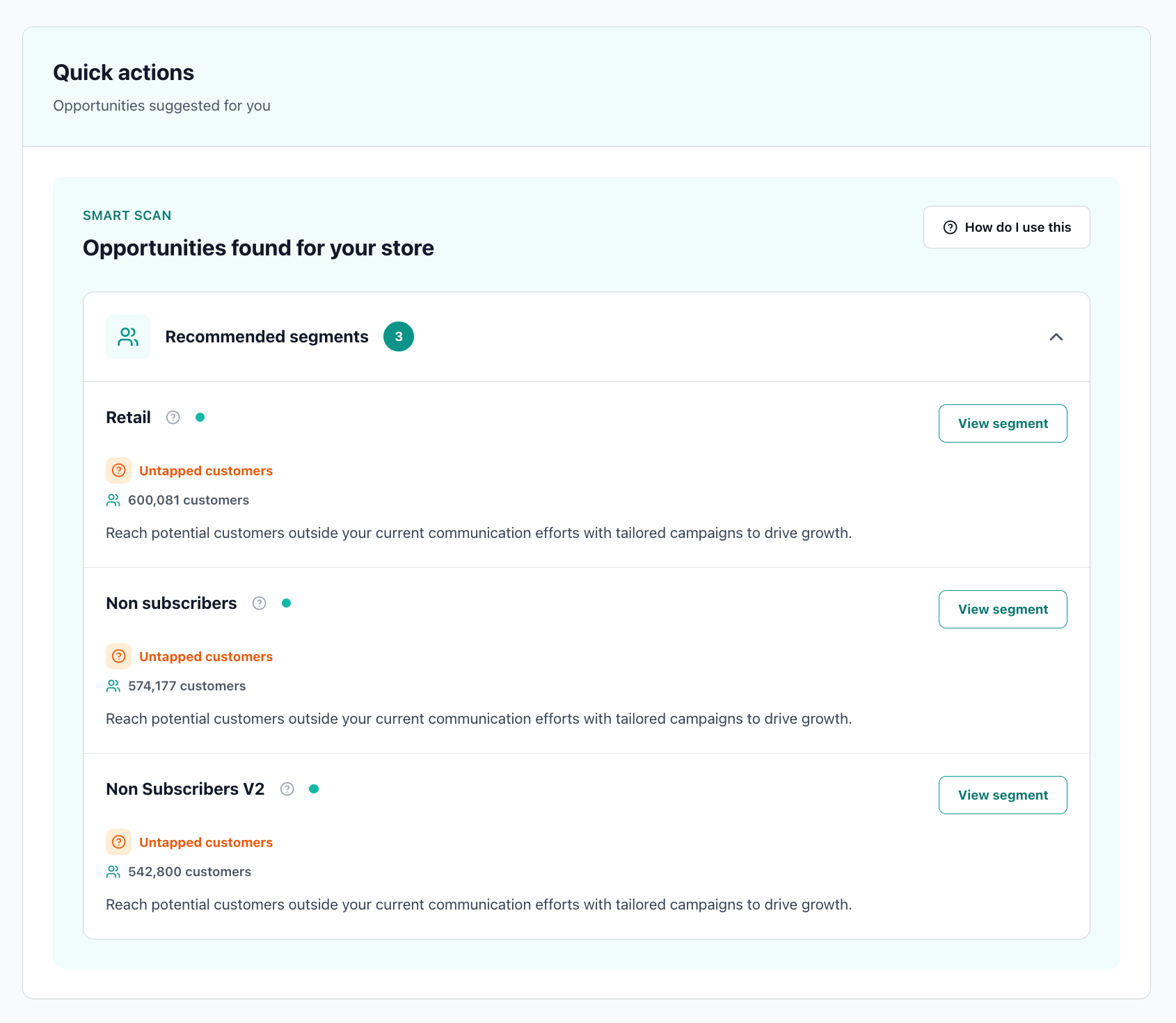 AI Segments results mock showing lift projections and cohort stats