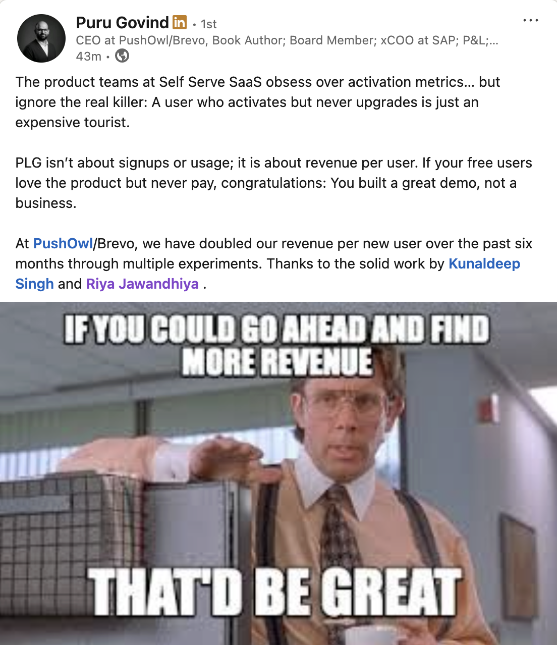 CEO shoutout celebrating the success of the bucket-aware trial system